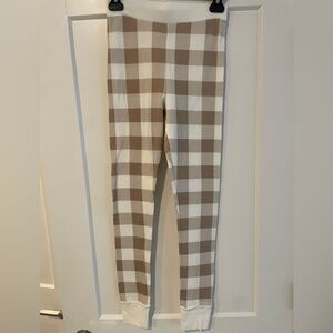 Tan and White Checkered Leggings